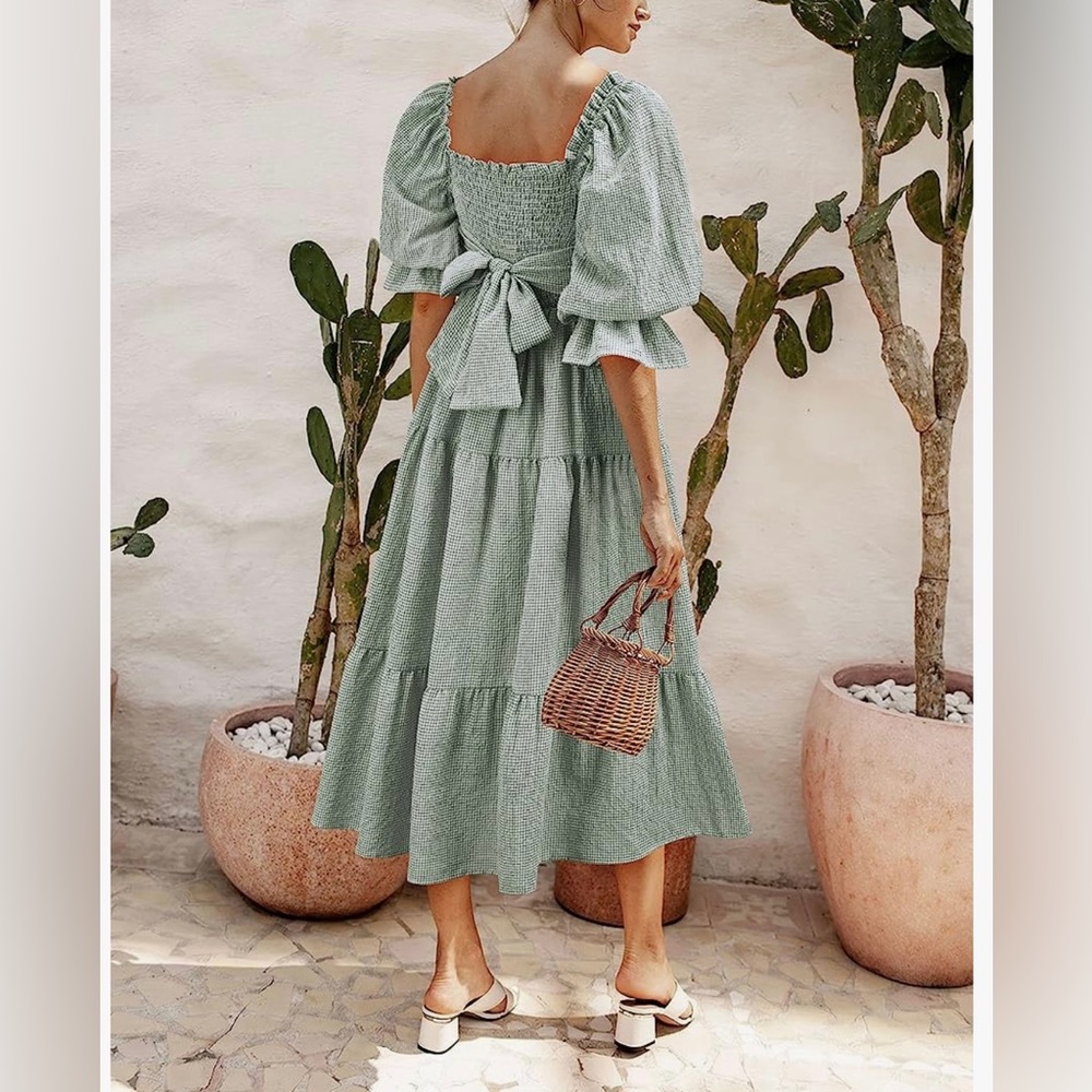 Green gingham dress